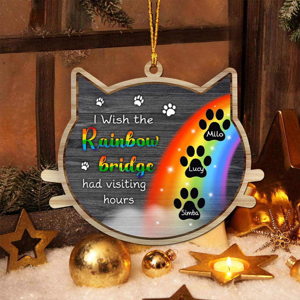 Regenbogenbrücke – Personalisierter Weihnachtsschmuck mit Katze (beidseitig bedruckt)