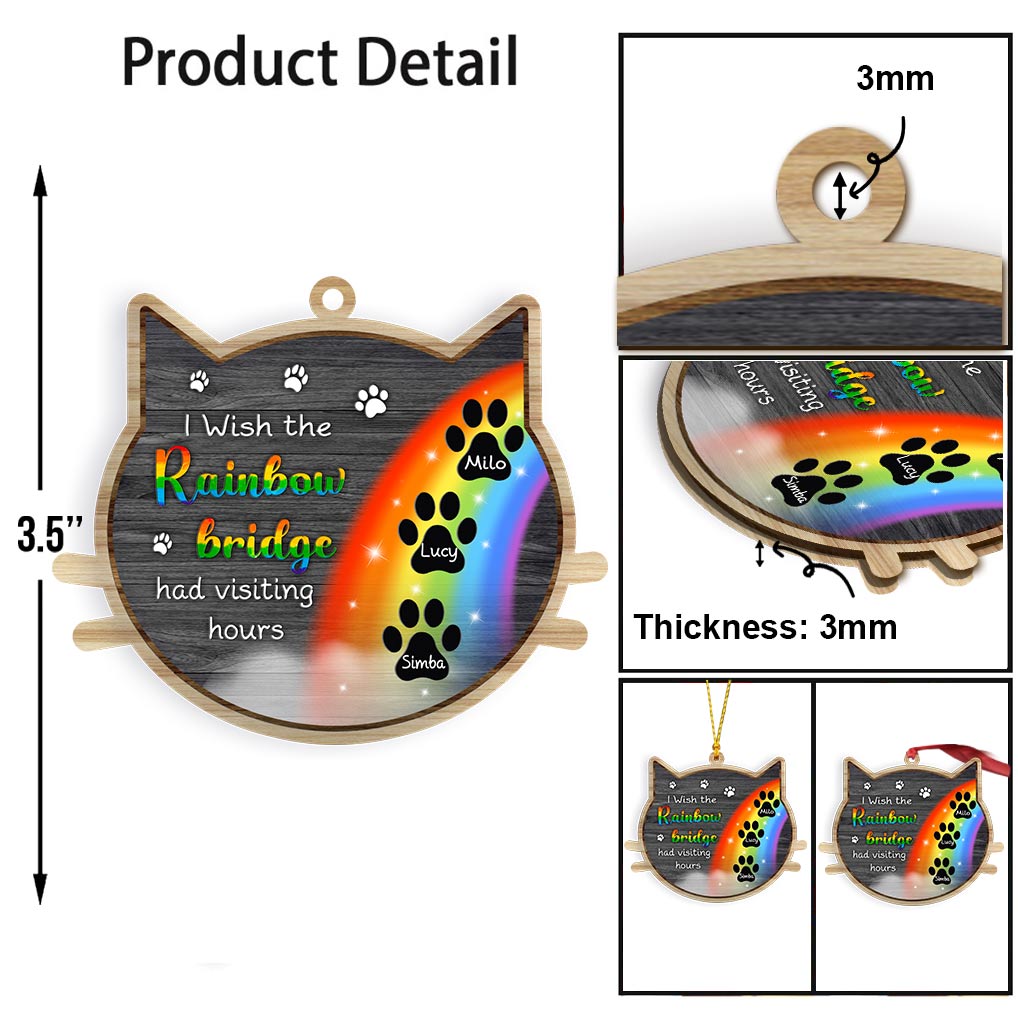 Regenbogenbrücke – Personalisierter Weihnachtsschmuck mit Katze (beidseitig bedruckt)