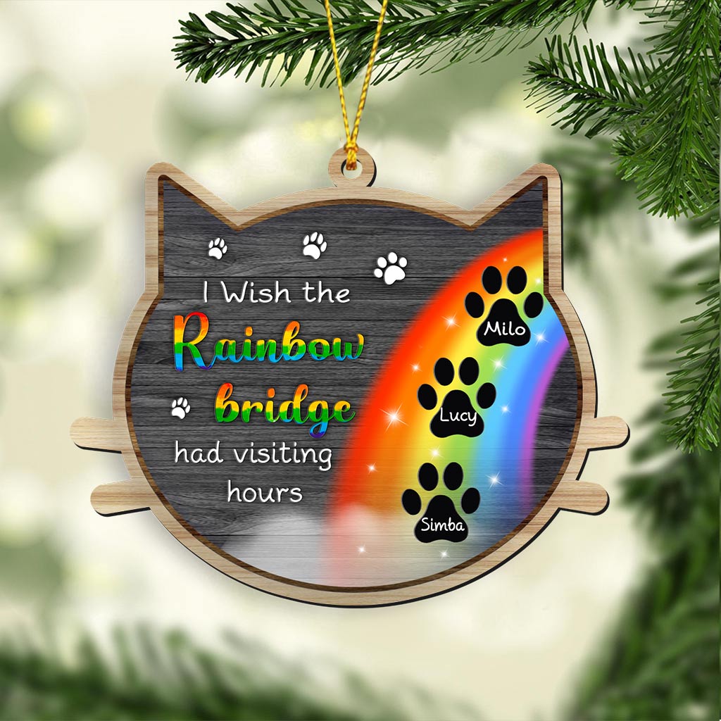 Regenbogenbrücke – Personalisierter Weihnachtsschmuck mit Katze (beidseitig bedruckt)