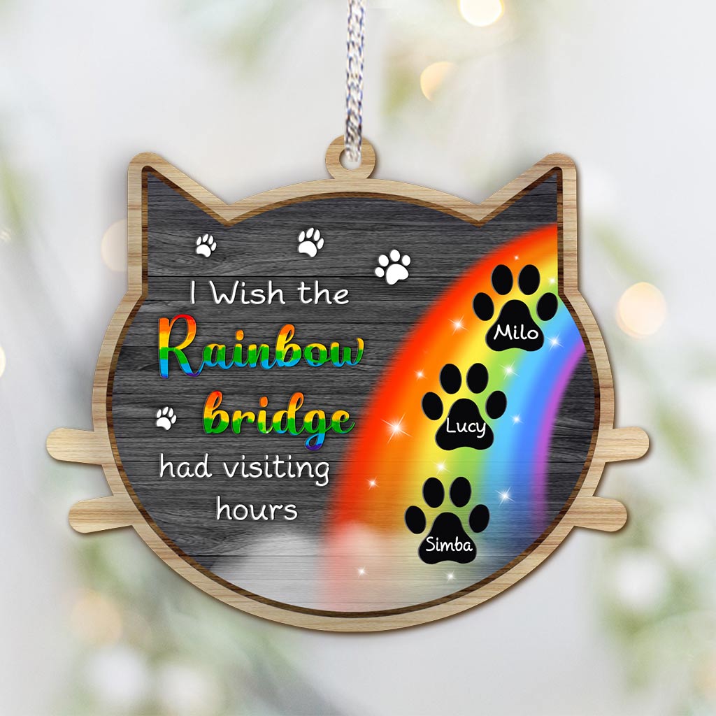 Regenbogenbrücke – Personalisierter Weihnachtsschmuck mit Katze (beidseitig bedruckt)