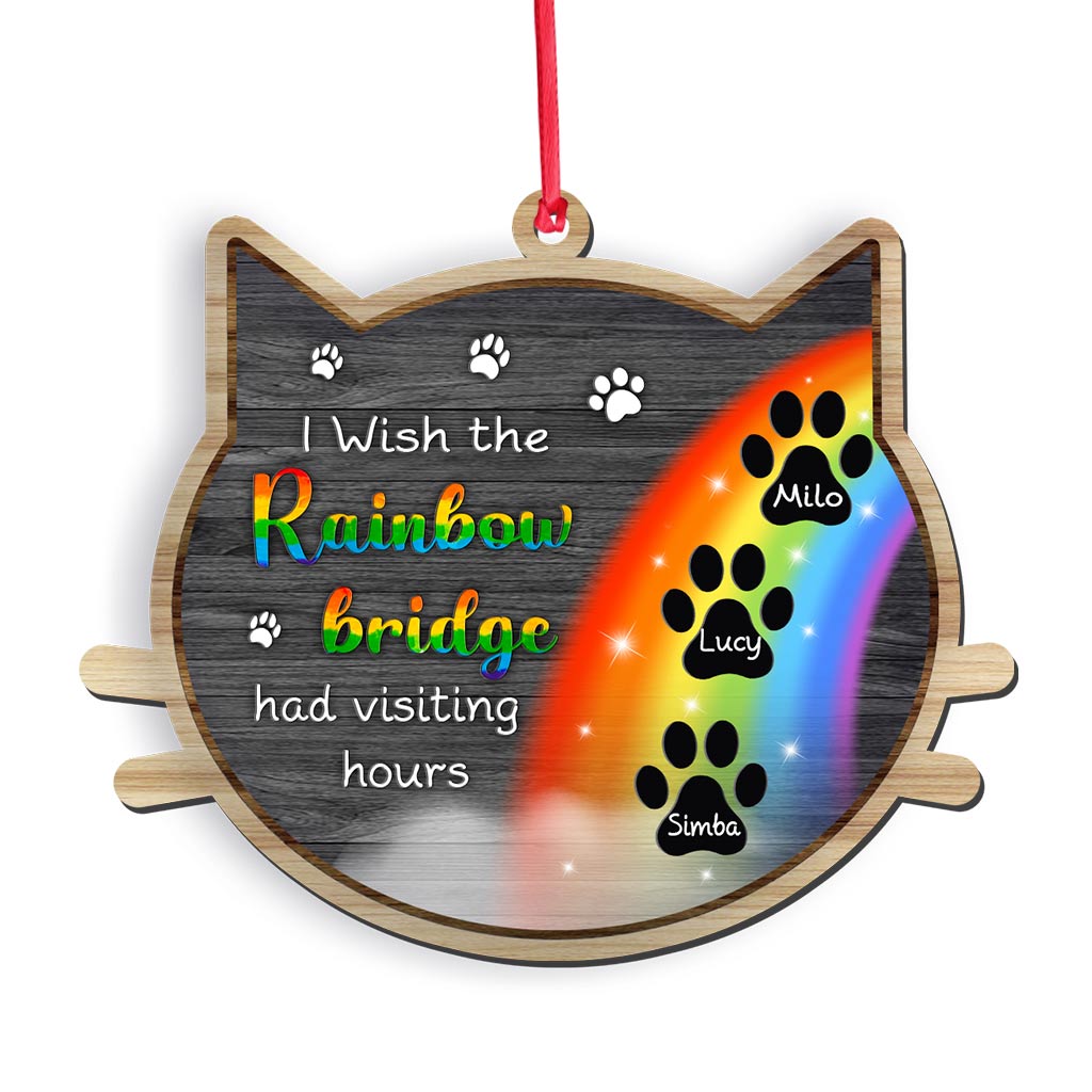 Regenbogenbrücke – Personalisierter Weihnachtsschmuck mit Katze (beidseitig bedruckt)