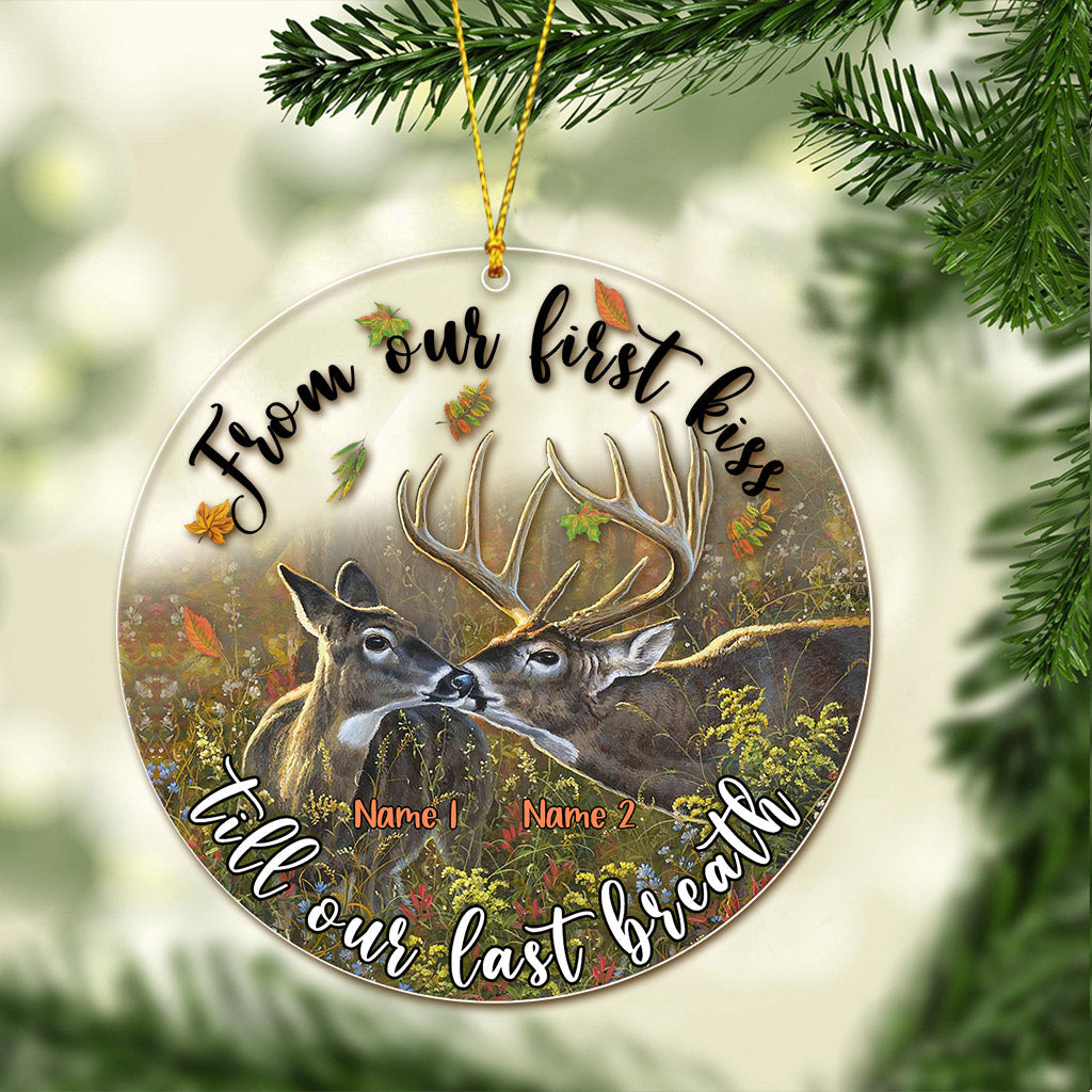 From Our First Kiss Till Our Last Breath - Personalized Christmas Hunting Transparent Ornament