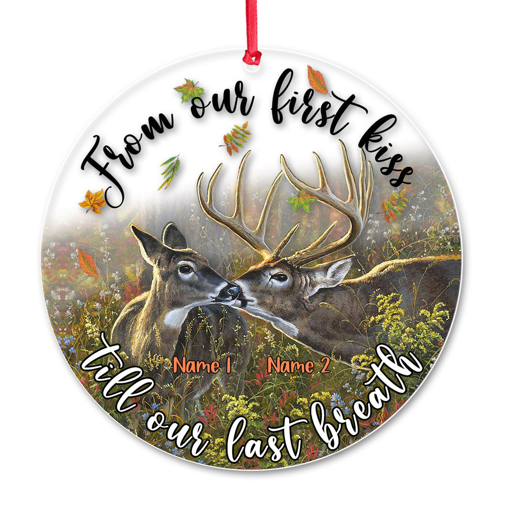 From Our First Kiss Till Our Last Breath - Personalized Christmas Hunting Transparent Ornament