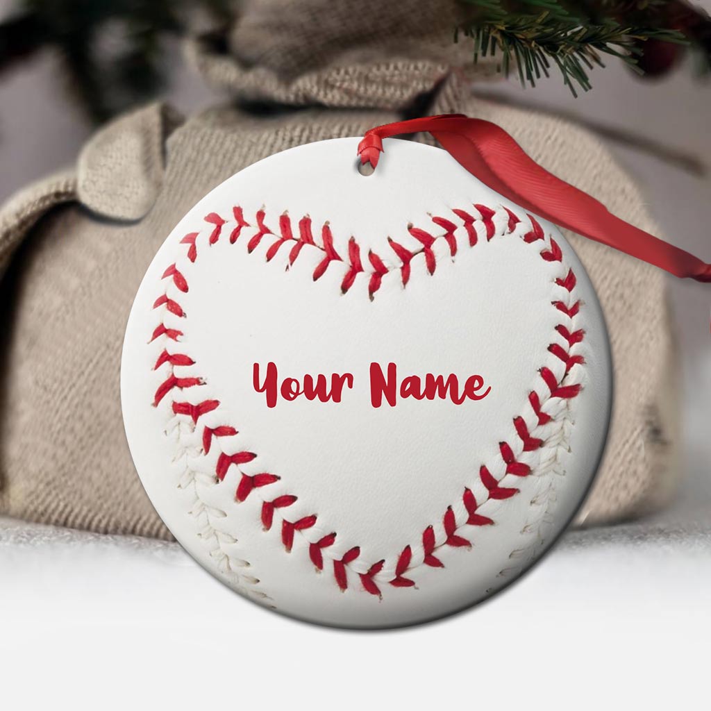Baseball-Liebe – Personalisierter Weihnachtsbaumschmuck im Baseball-Stil (beidseitig bedruckt)