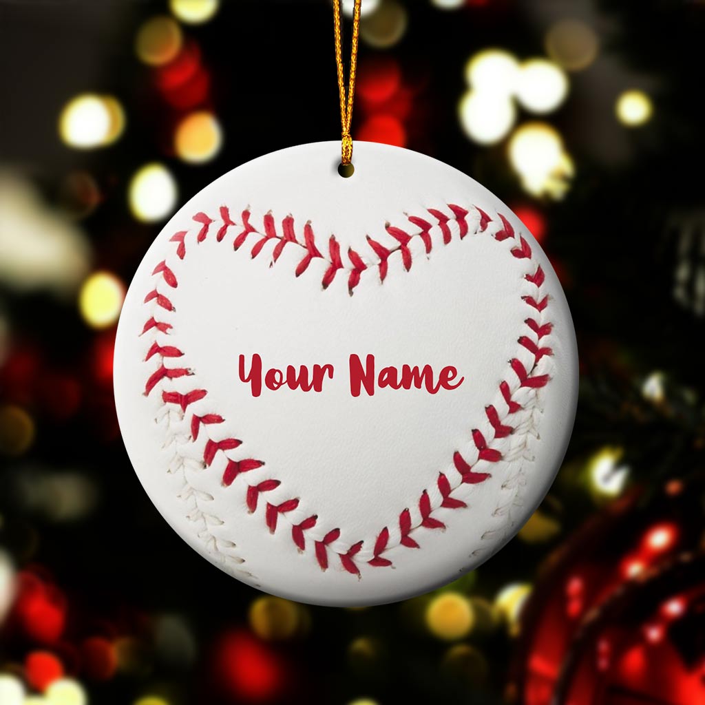 Baseball-Liebe – Personalisierter Weihnachtsbaumschmuck im Baseball-Stil (beidseitig bedruckt)