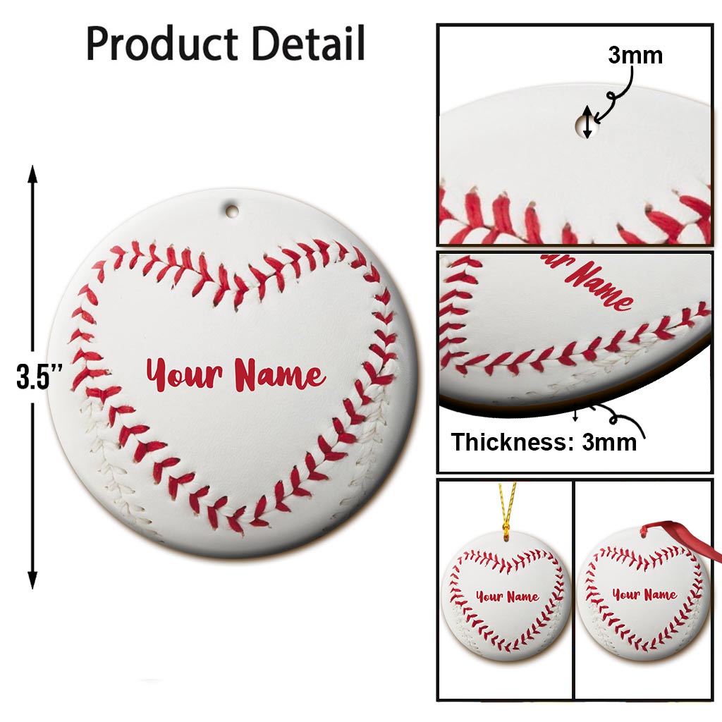 Baseball-Liebe – Personalisierter Weihnachtsbaumschmuck im Baseball-Stil (beidseitig bedruckt)