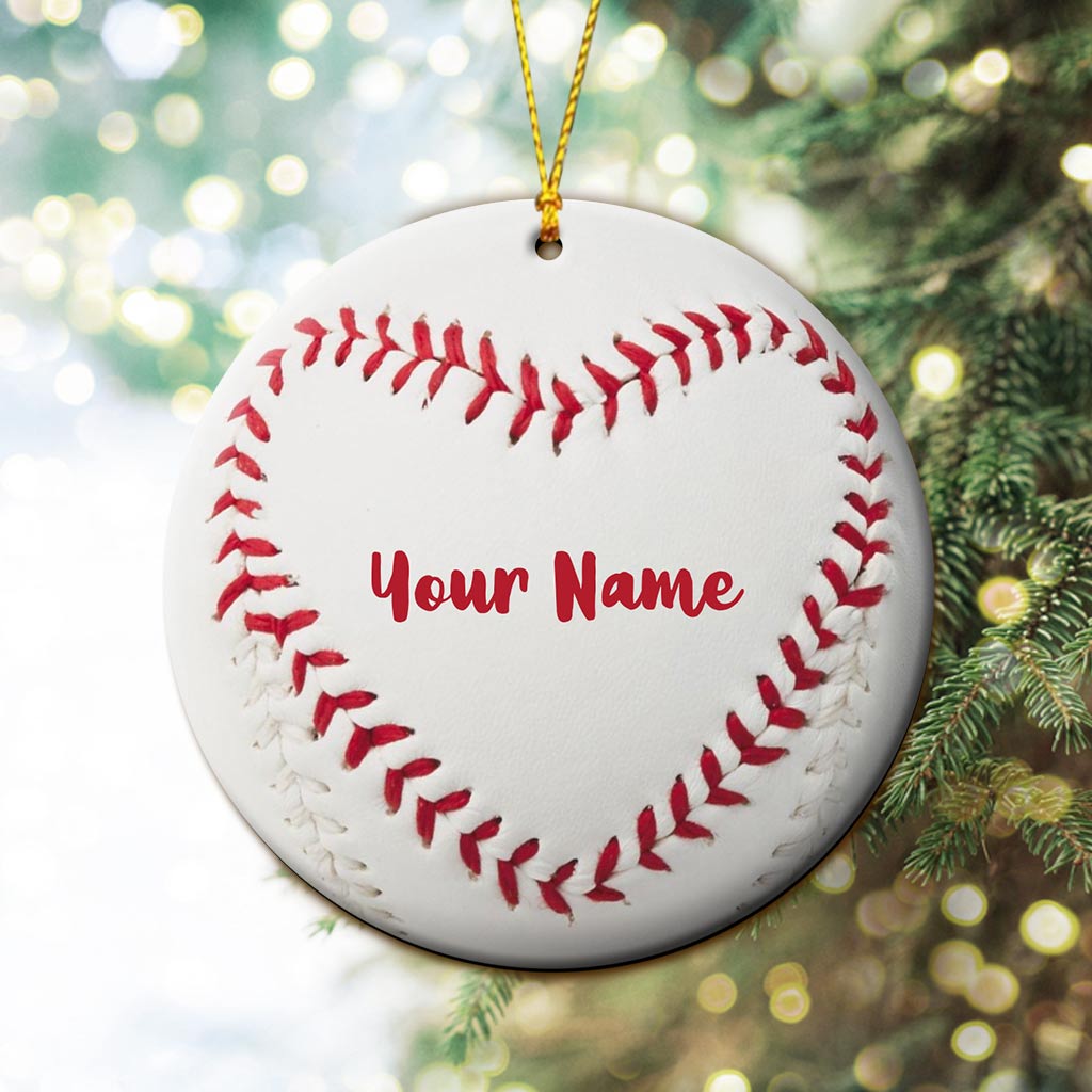 Baseball-Liebe – Personalisierter Weihnachtsbaumschmuck im Baseball-Stil (beidseitig bedruckt)