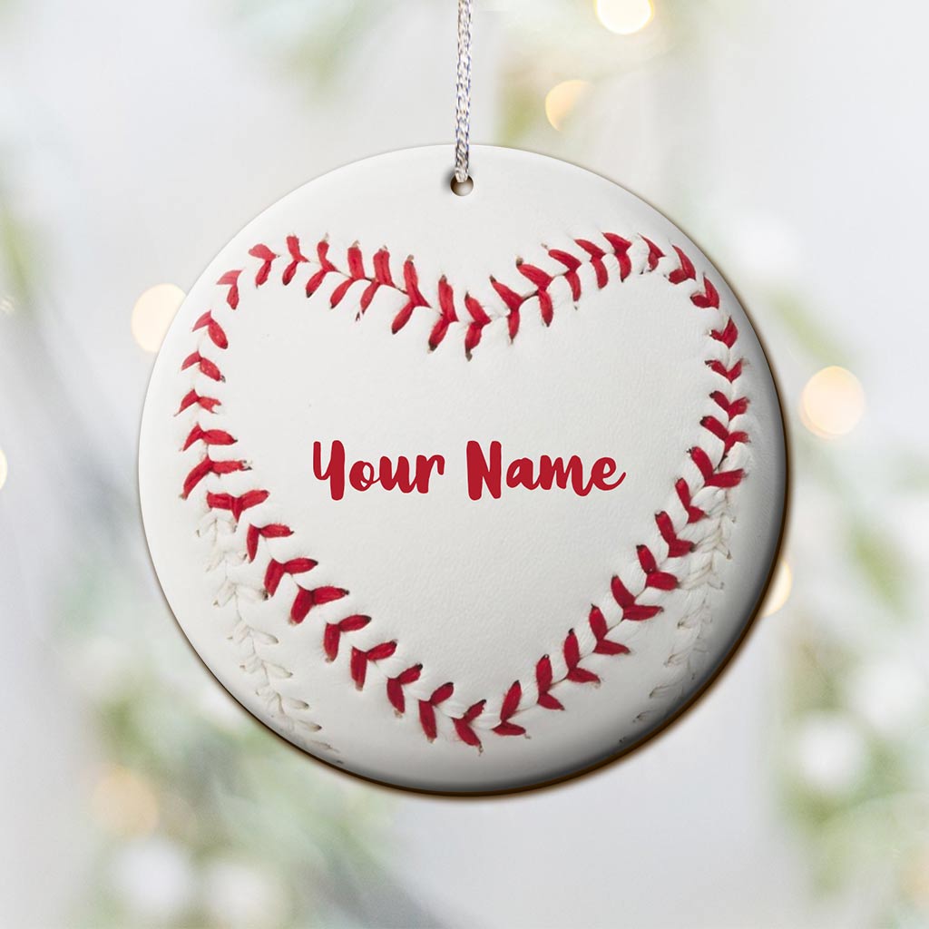Baseball-Liebe – Personalisierter Weihnachtsbaumschmuck im Baseball-Stil (beidseitig bedruckt)