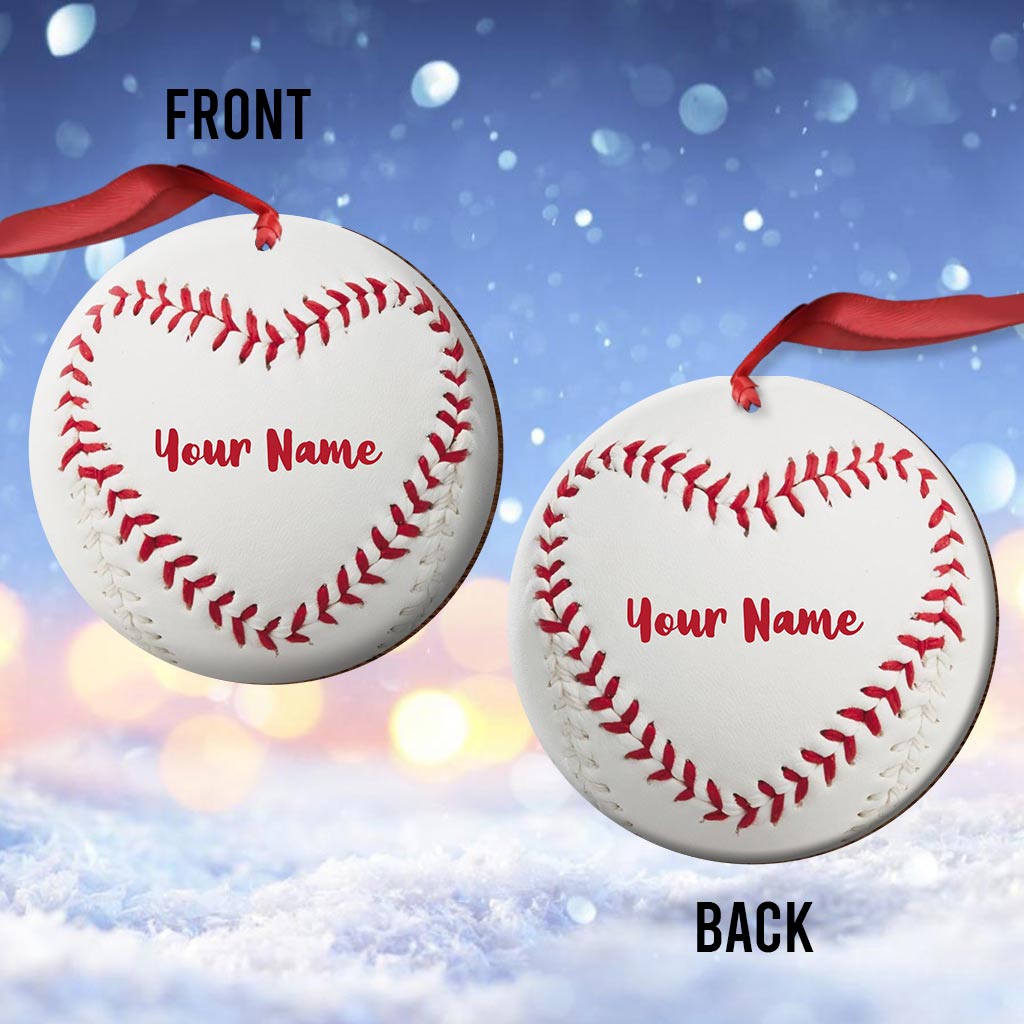 Baseball-Liebe – Personalisierter Weihnachtsbaumschmuck im Baseball-Stil (beidseitig bedruckt)