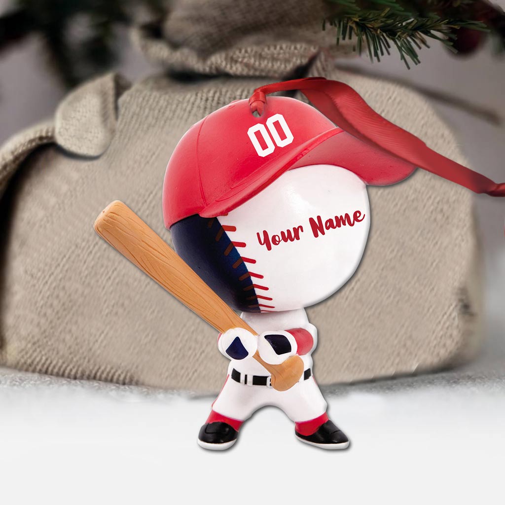 Baseballfigur – Personalisierter Weihnachtsschmuck (beidseitig bedruckt)