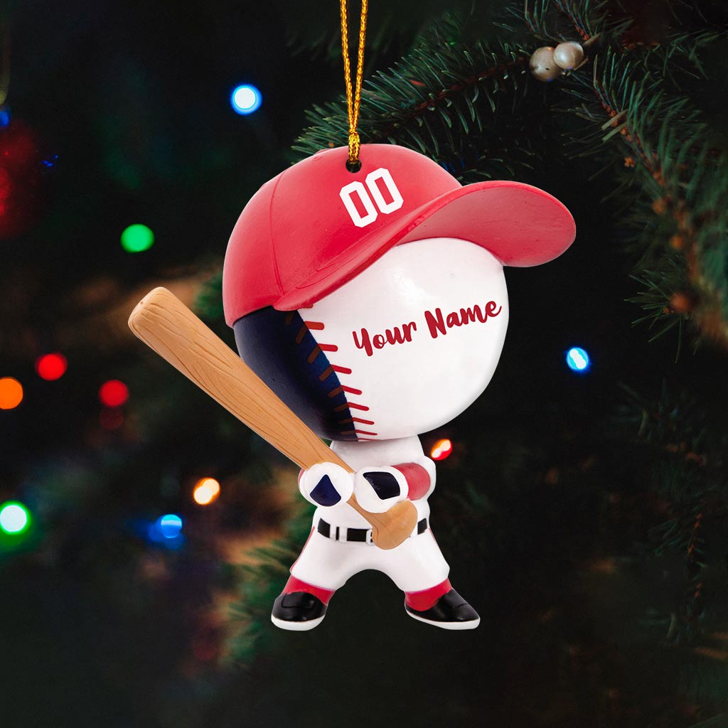 Baseballfigur – Personalisierter Weihnachtsschmuck (beidseitig bedruckt)
