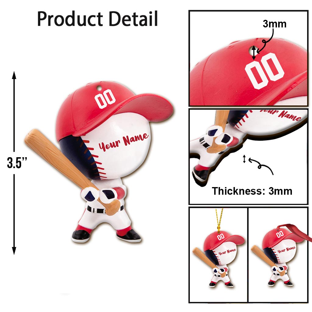 Baseballfigur – Personalisierter Weihnachtsschmuck (beidseitig bedruckt)