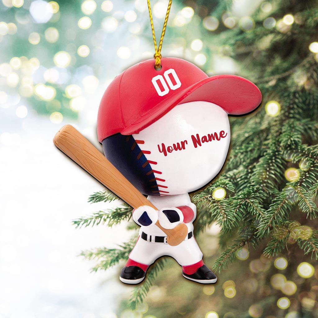 Baseballfigur – Personalisierter Weihnachtsschmuck (beidseitig bedruckt)