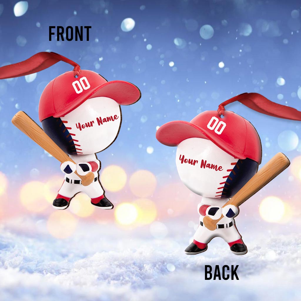 Baseballfigur – Personalisierter Weihnachtsschmuck (beidseitig bedruckt)