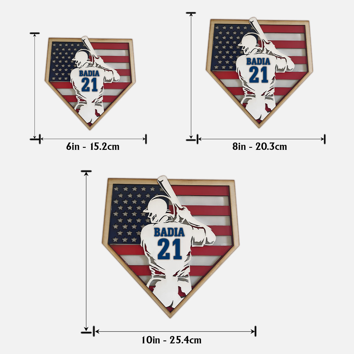 Baseball-Saison – Personalisiertes Baseball-Holzschild (2-lagig) / Holzplakette