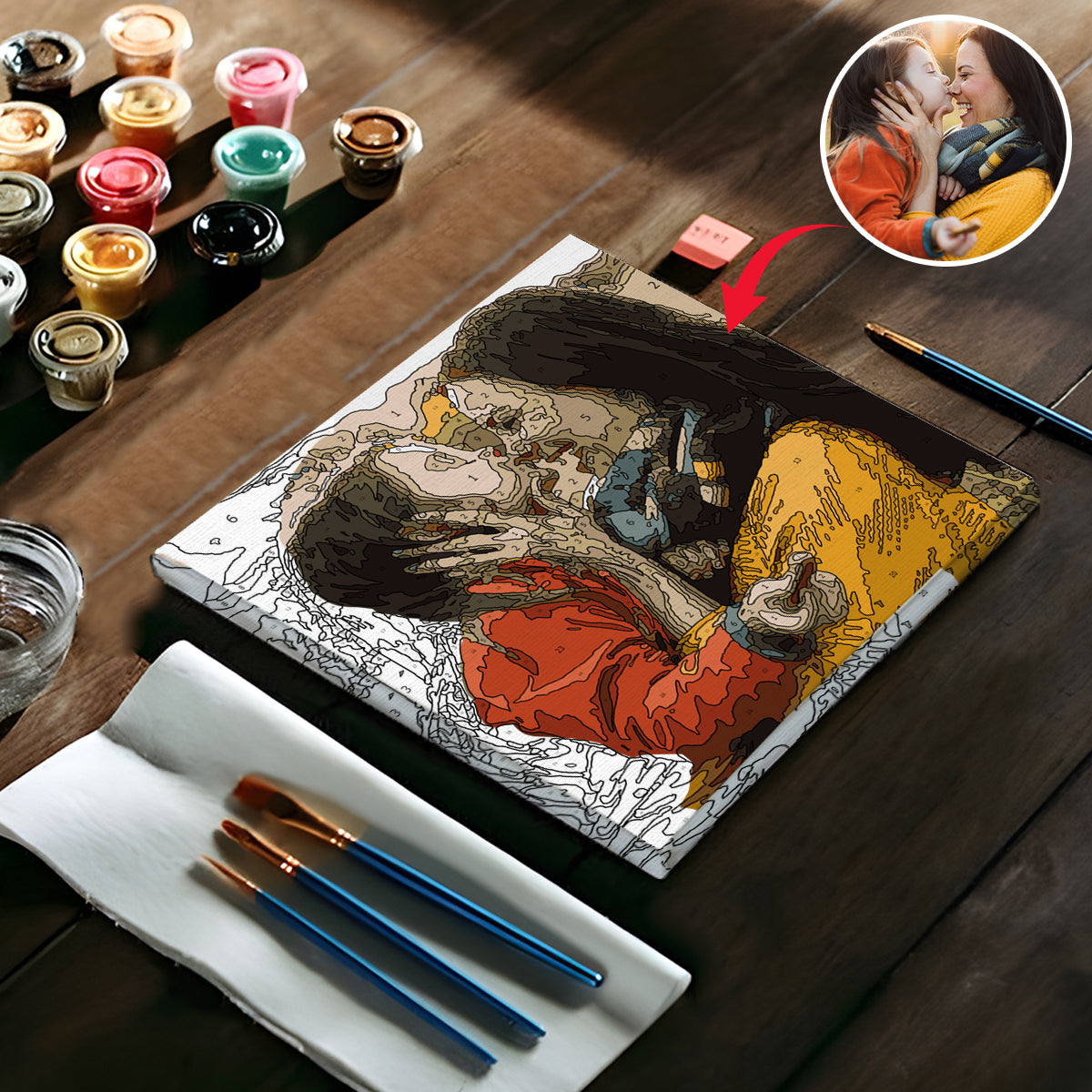 Benutzerdefiniertes Foto – Personalisiertes Malen-nach-Zahlen-Set für Mütter