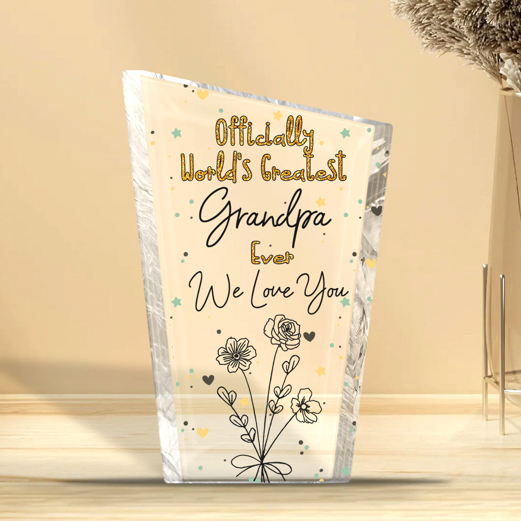 Offiziell die beste Mama der Welt – Geschenk für Mama, Oma, Ehefrau, Papa, Opa, Ehemann – Personalisierte Acrylplakette in individueller Form