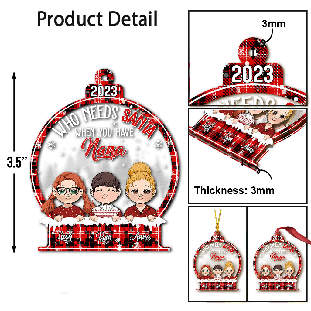 Wer braucht schon den Weihnachtsmann, wenn man Oma hat? – Personalisierter Oma-Weihnachtsbaumschmuck
