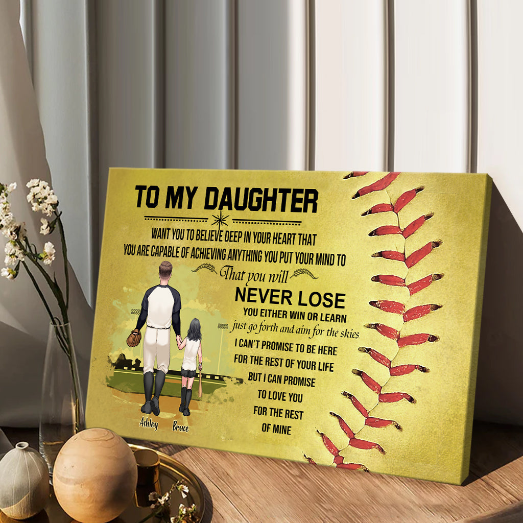 Du wirst niemals verlieren – Personalisierte Softball-Leinwand und Poster