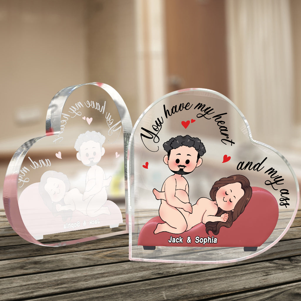 Danke für all die Orgasmen – Personalisierte Acrylplakette für Paare in individueller Form