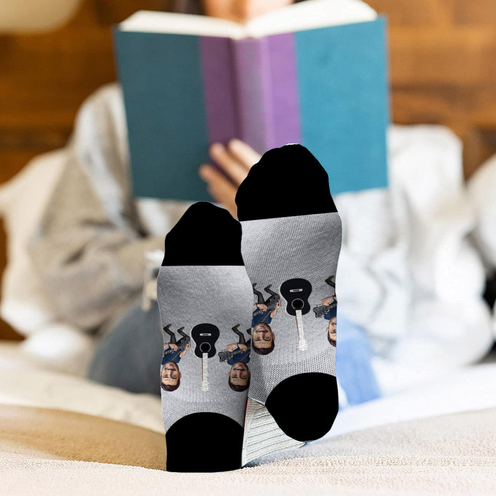 Let's Rock – Gitarrengeschenk für Ehemann, Freund, Vater, Sohn – Personalisierte Socken