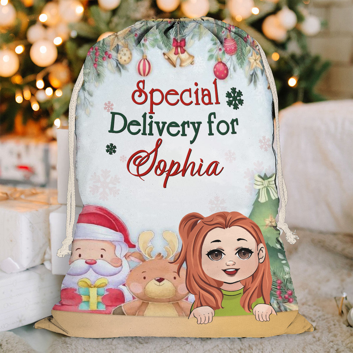 Sonderlieferung – Personalisierter Familien-Tragebeutel mit Kordelzug