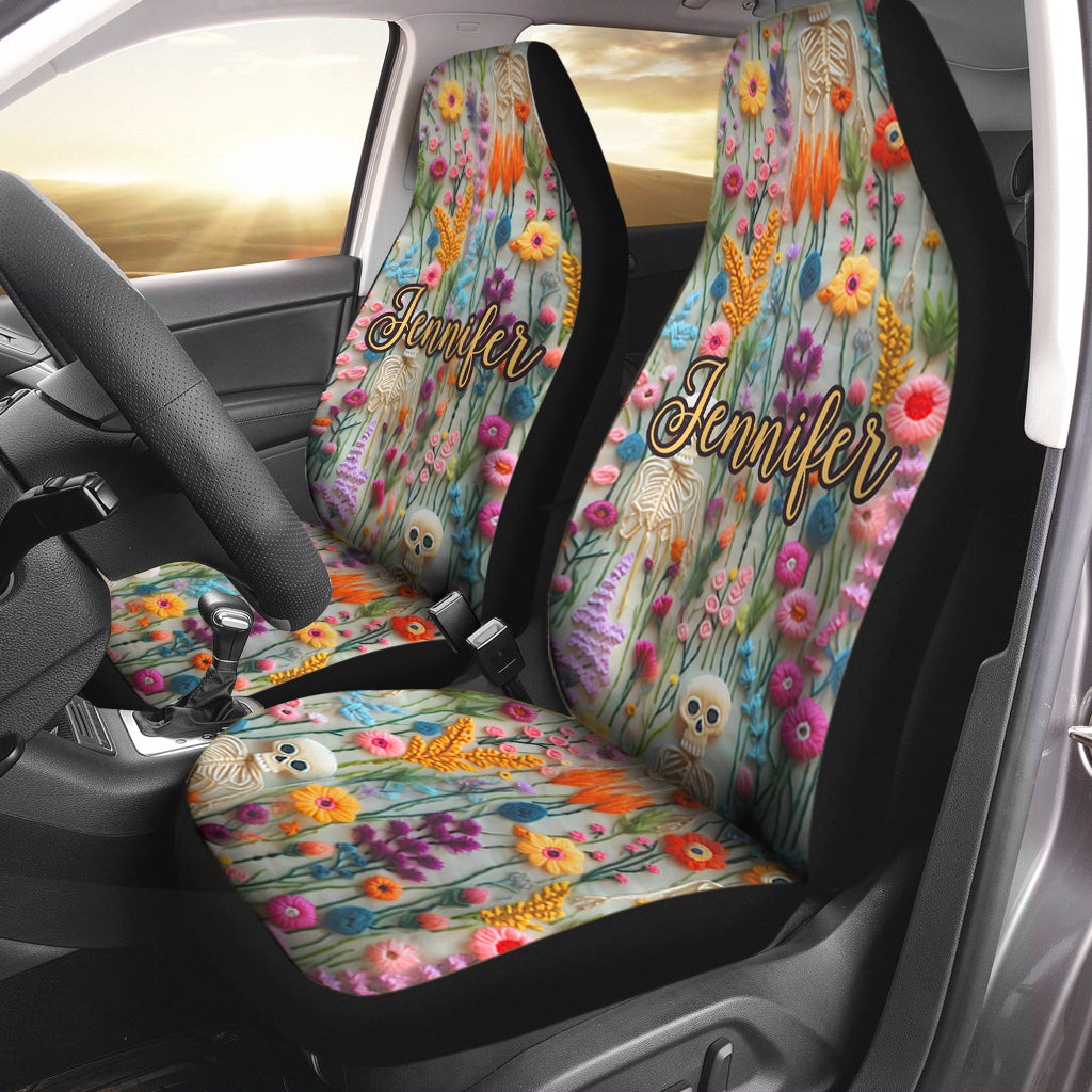 Floral Skeleton - Personalized Skull Seat Covers