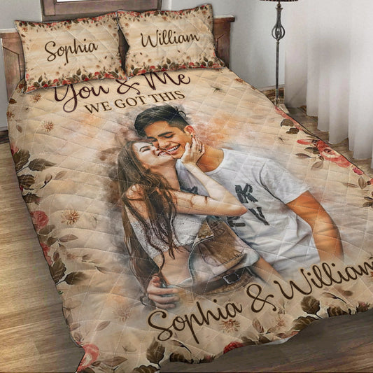 Aquarell-Paar – Personalisiertes Quilt-Set für Paare