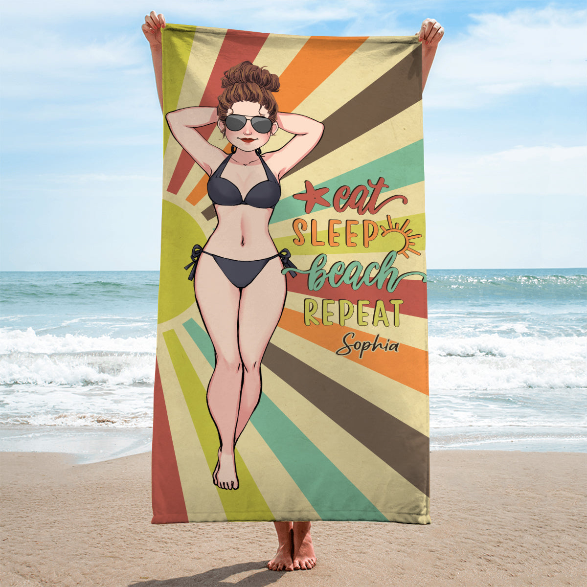 Always On Vacay - Sea Lover gift for friend, sister, girlfriend, wife, mom - Personalized Beach Towel