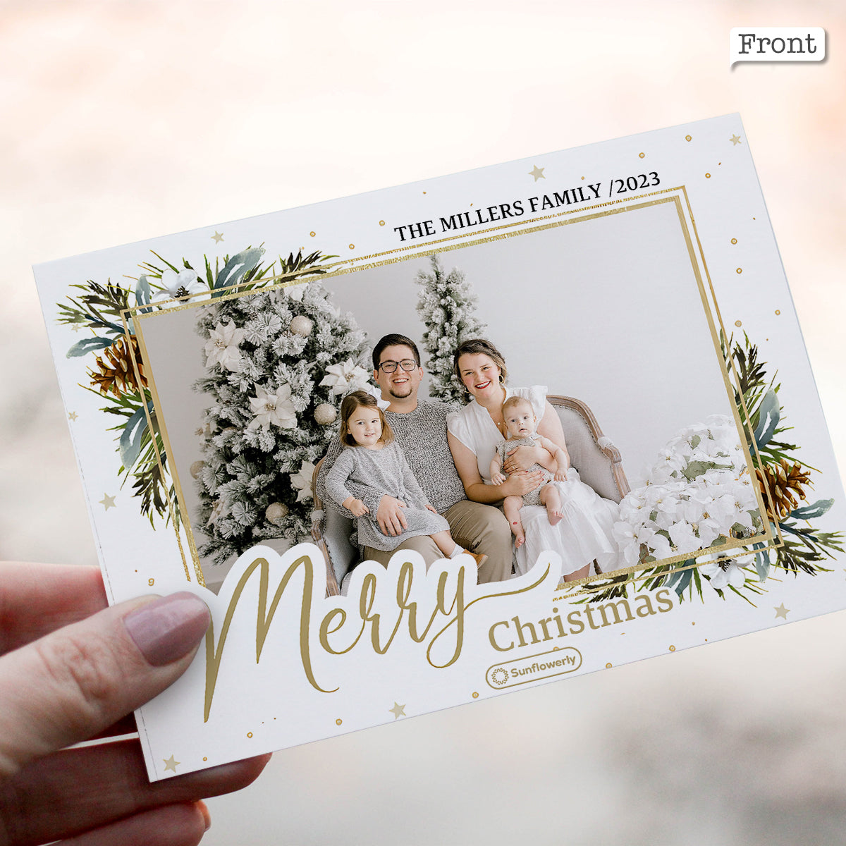 Frohe Weihnachten, Eichel & Blätter – Personalisierte QR-Grußkarte