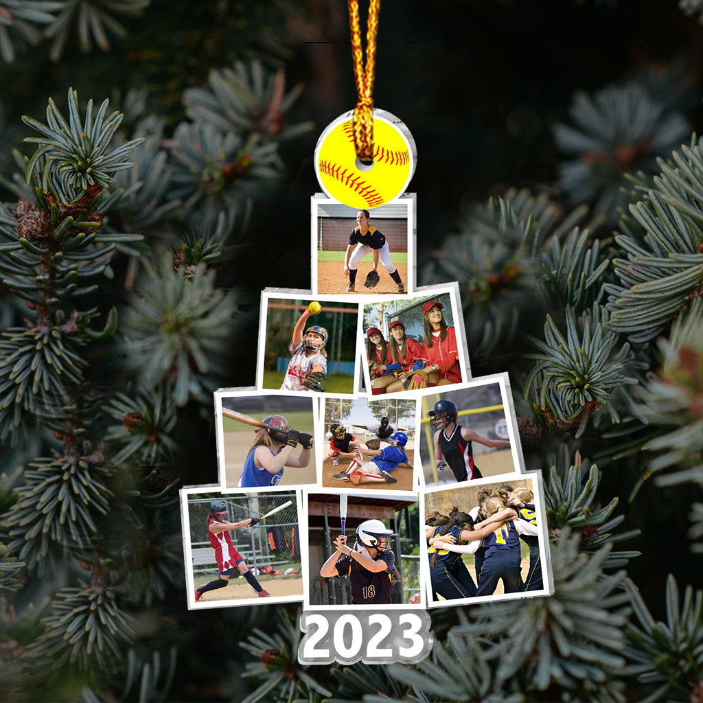 Frohe Weihnachten – Personalisierter transparenter Softball-Weihnachtsbaumschmuck