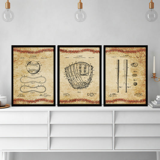 Vintage Baseball Art Baseball Poster & Leinwand Set