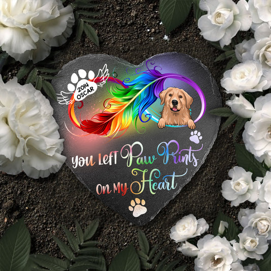 Für immer in meinem Herzen – personalisierter herzförmiger Stein in Hundeform
