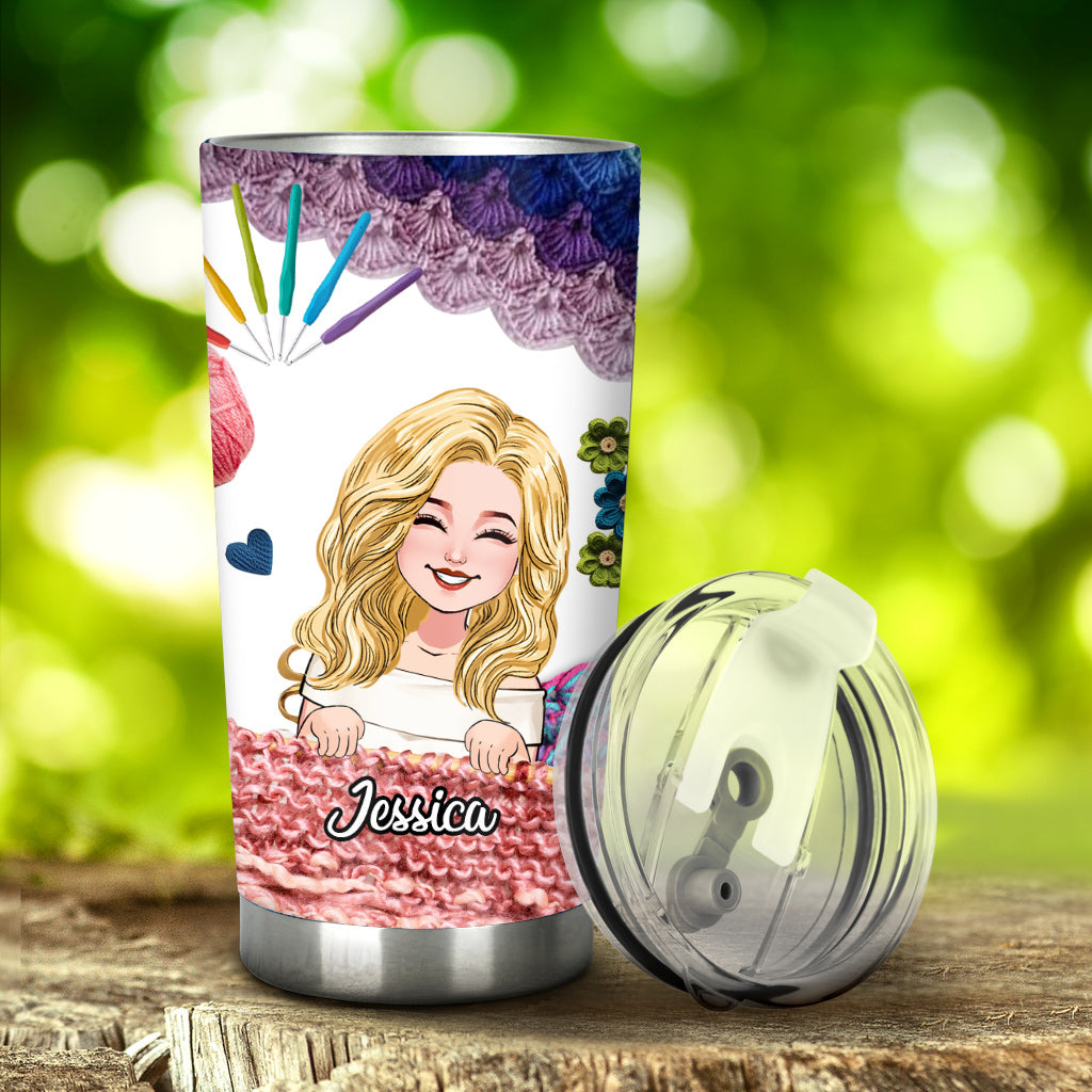 I Crochet Becase Punching People Is Frowned Upon - Crocheting gift for mom, girlfriend, wife, grandma - Personalized Tumbler
