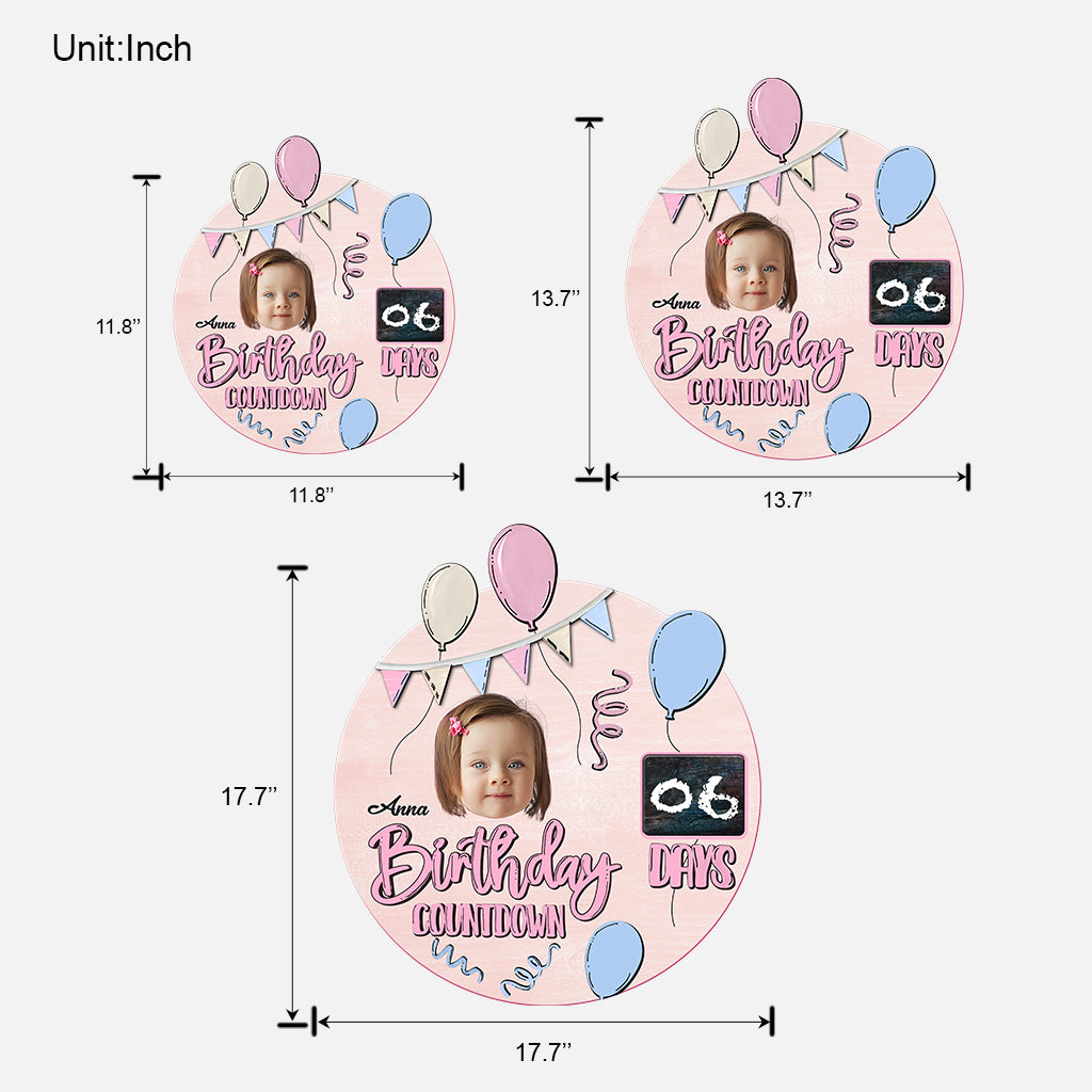 Geburtstags-Countdown - Personalisiertes Familien-Holzschild