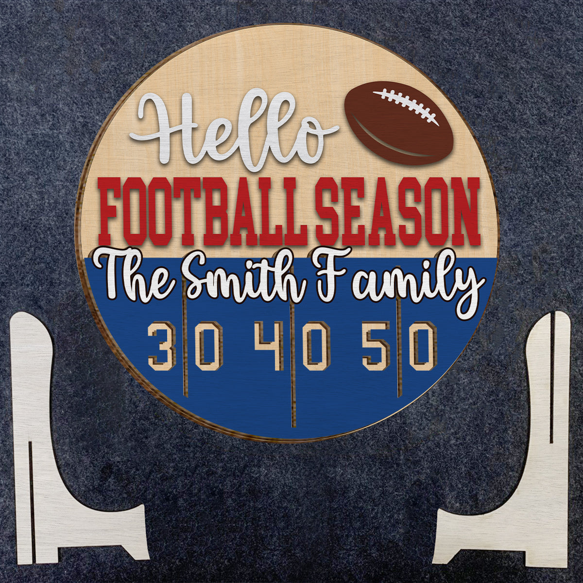Hello Football Season - Personalized Football 2 Layered Wood Sign / Wood Plaque