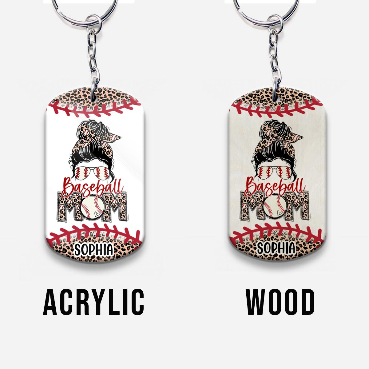 Baseball-Mama – Personalisierter Baseball-Schlüsselanhänger