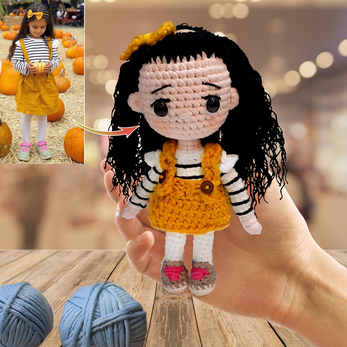 Meine Enkelkinder – Personalisierte, handgestrickte Puppe meiner Enkelin
