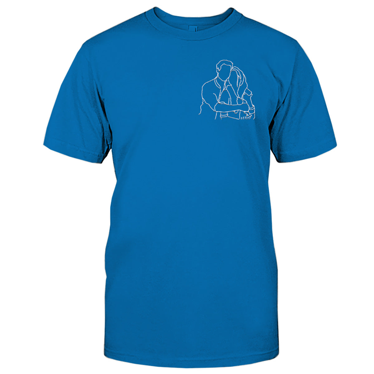 Individuelle Linienzeichnung – Personalisiertes, besticktes T-Shirt für Paare