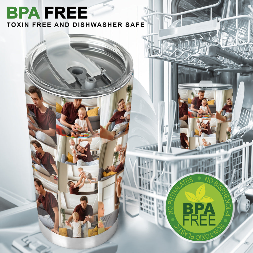 Collage-Trinkbecher – Geschenk für Papa – Personalisierter Trinkbecher