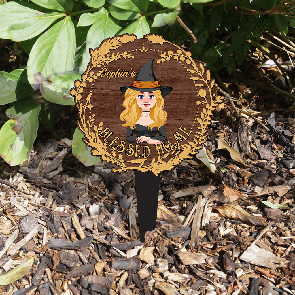 Blessed Home - Personalized Witch Acrylic Plaque Stake