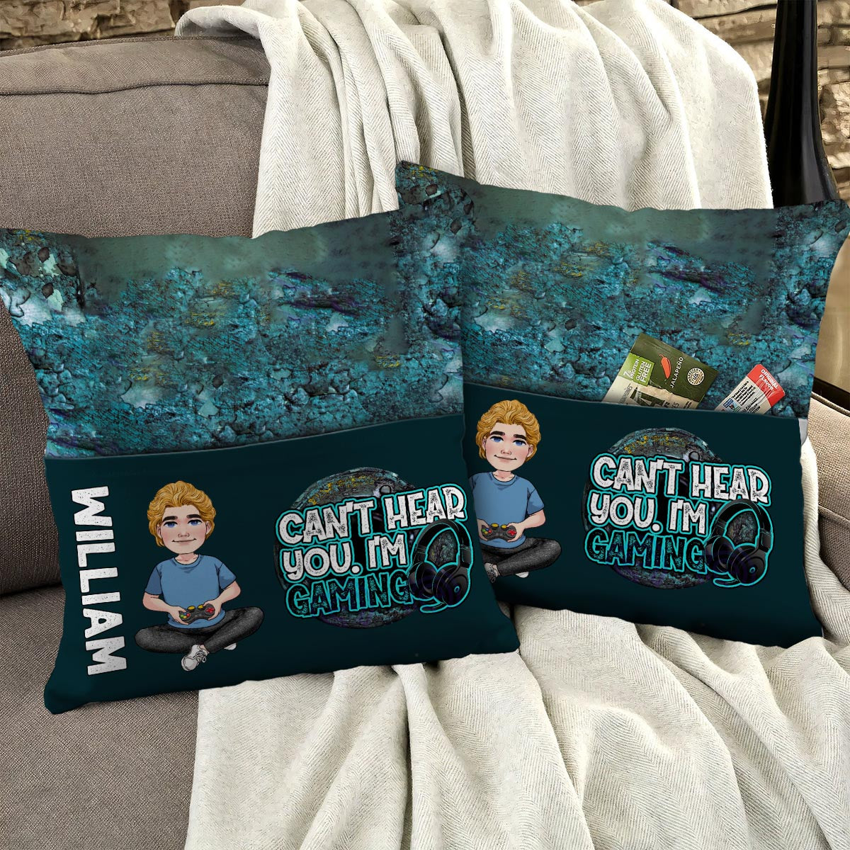 Ich kann dich nicht hören, ich spiele gerade – Personalisiertes Videospiel-Taschenkissen
