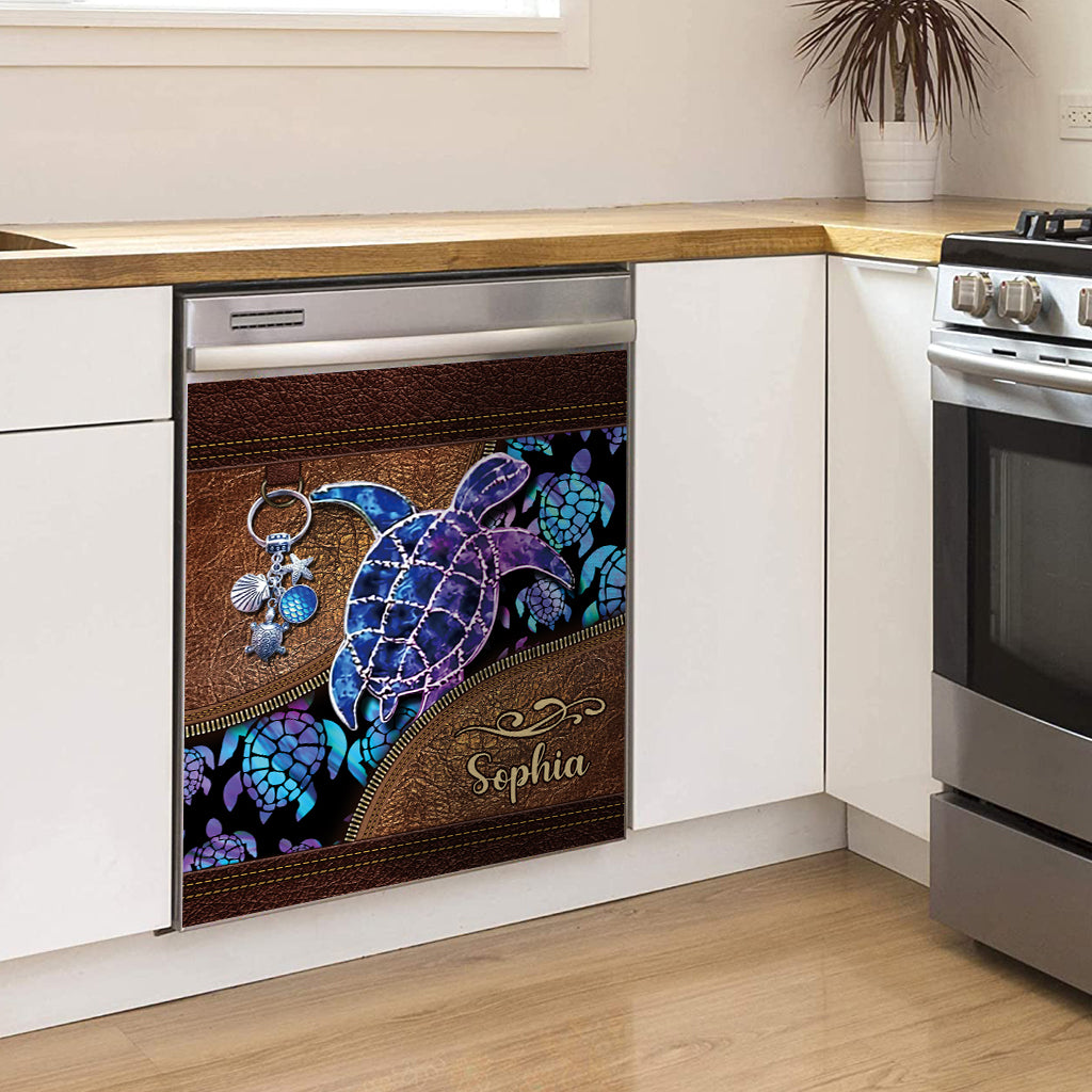 Salty Lil' Beach – Personalisierte Spülmaschinenabdeckung mit Schildkrötenmotiv