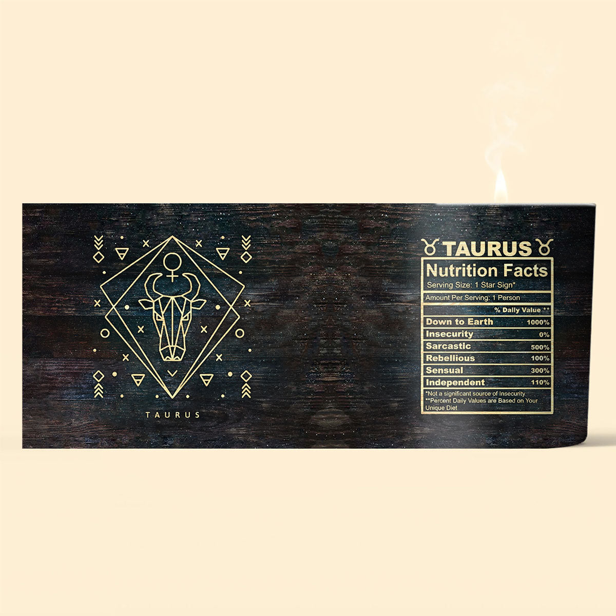 Nährwertangaben nach Sternzeichen – Personalisierte Horoskopkerze mit Holzdeckel
