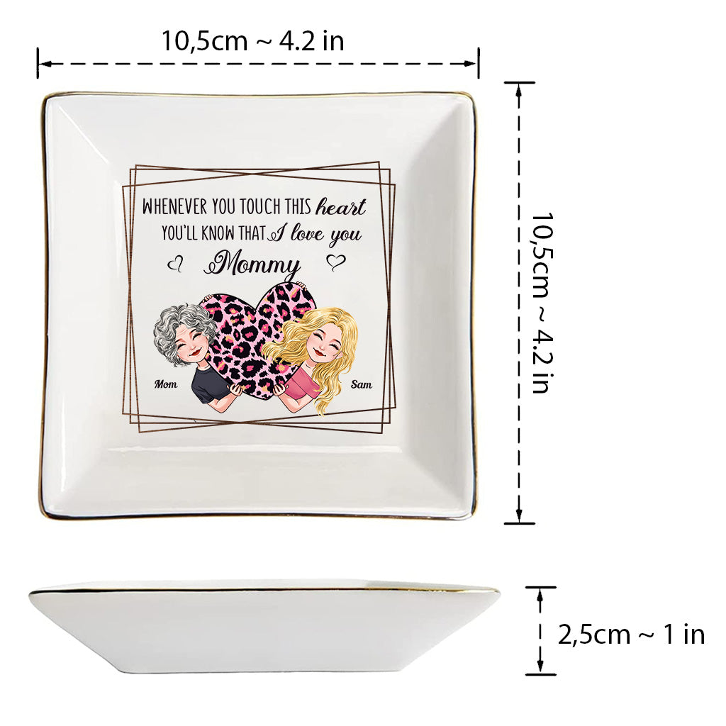 Immer wenn du dieses Herz berührst – Geschenk für Mama, Oma, Opa, Tochter, Sohn, Enkelin, Enkel, Ehefrau, Ehemann, Papa, Tante, Onkel, Schwester, Bruder – Personalisierte Schmuckschale