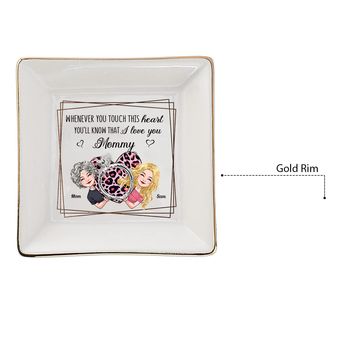 Immer wenn du dieses Herz berührst – Geschenk für Mama, Oma, Opa, Tochter, Sohn, Enkelin, Enkel, Ehefrau, Ehemann, Papa, Tante, Onkel, Schwester, Bruder – Personalisierte Schmuckschale
