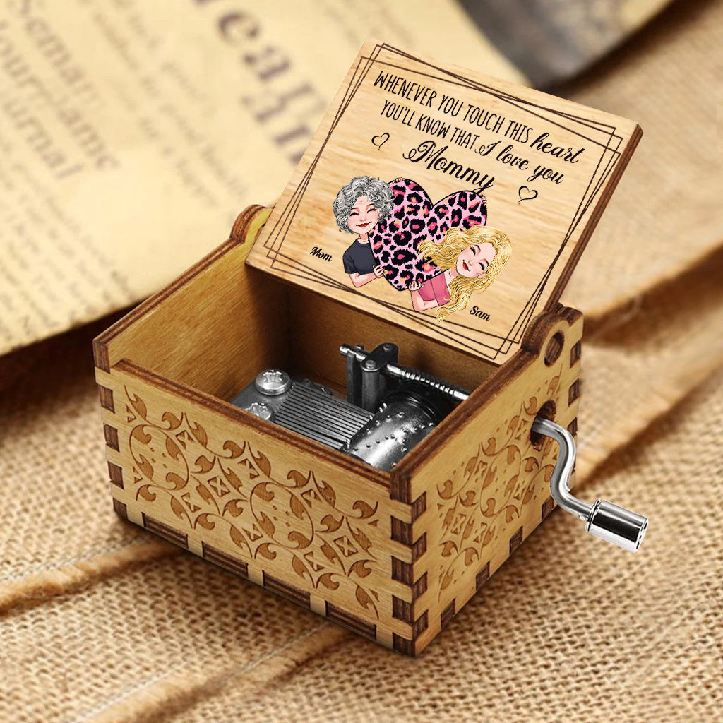 Whenever You Touch This Heart - Gift for mom, grandma, grandpa, daughter, son, granddaughter, grandson, wife, husband, dad, aunt, uncle, sister, brother - Personalized Hand Crank Music Box