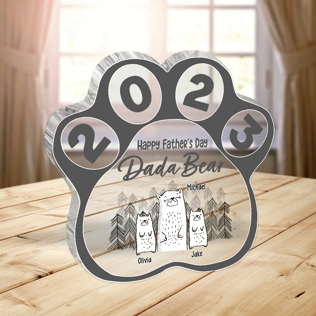 Alles Gute zum Vatertag, Papa Bär – Personalisierte Acrylplakette in individueller Form für Väter