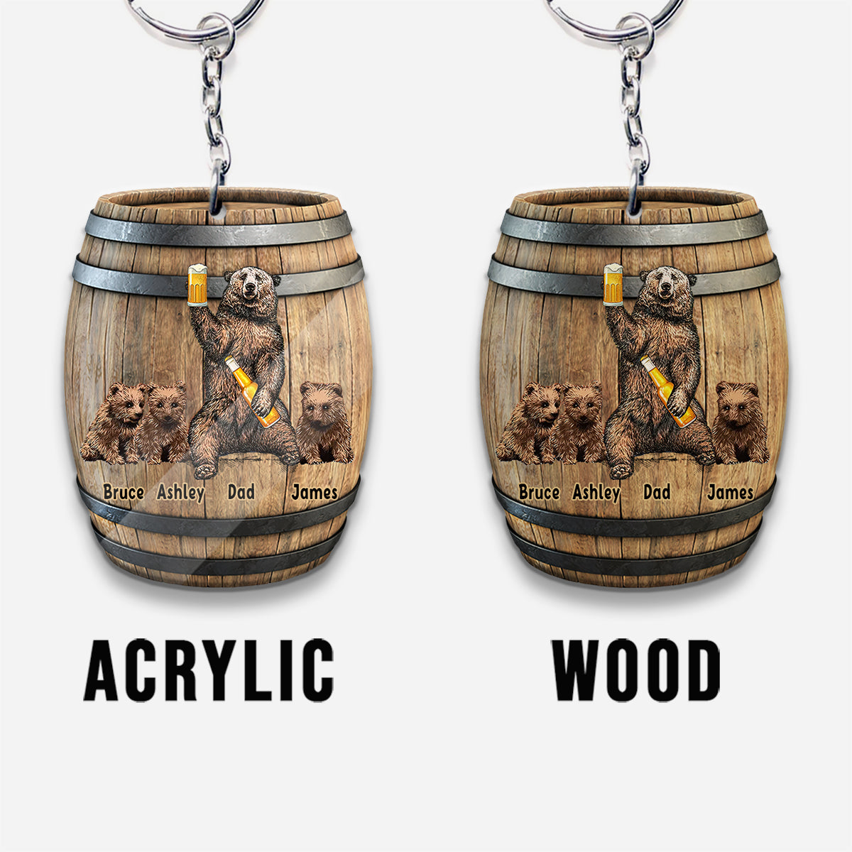 „Es ist kein Papa Bob“ – personalisierter Schlüsselanhänger für Väter (beidseitig bedruckt)