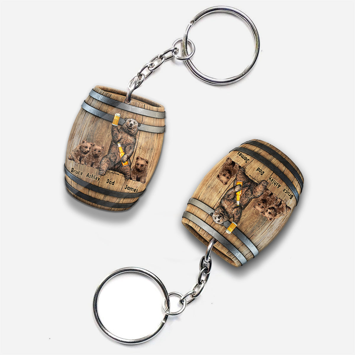 „Es ist kein Papa Bob“ – personalisierter Schlüsselanhänger für Väter (beidseitig bedruckt)